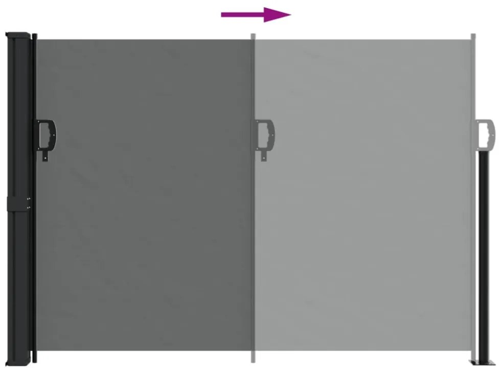 antracitszürke behúzható oldalsó napellenző 140 x 600 cm