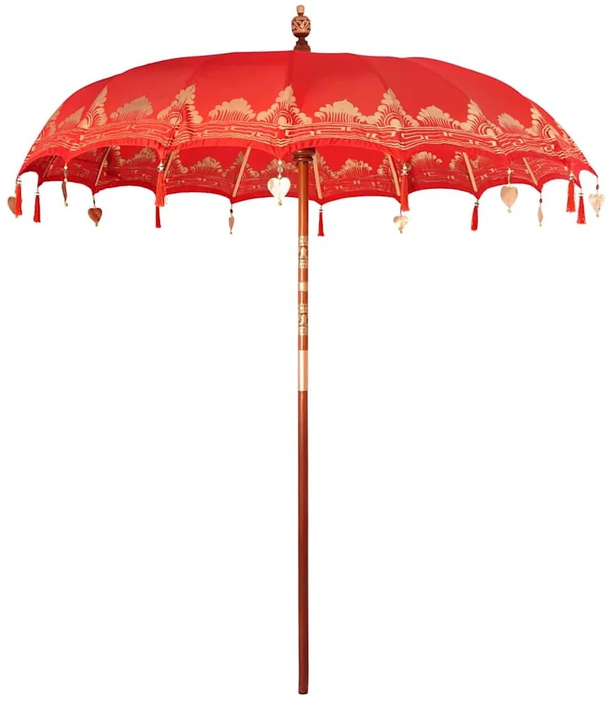 Balinéz Napernyő Piros 210-220 cm Pamut, tömör fa