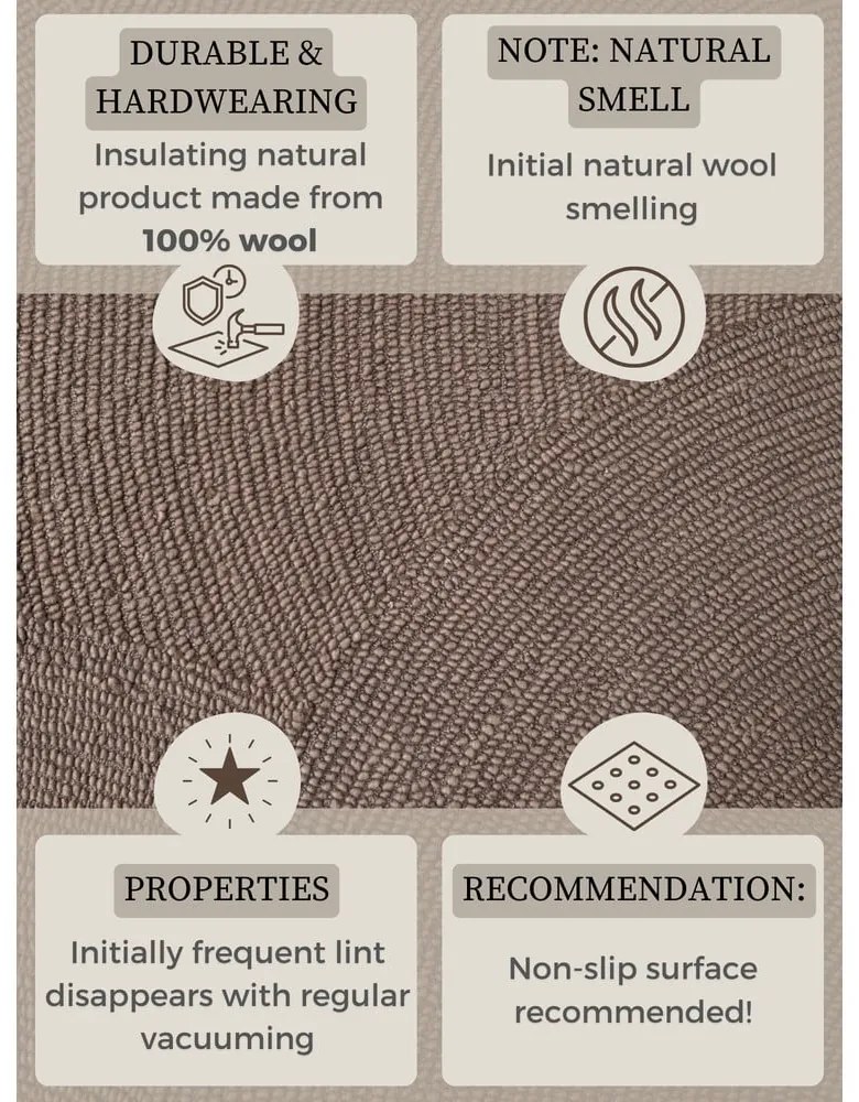 Szürkésbarna kézi szövésű gyapjú szőnyeg 120x180 cm Calmio – Hanse Home