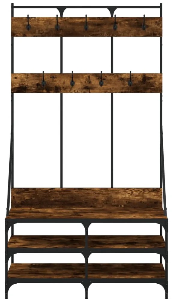 füstös tölgy színű ruhafogas cipőpolccal 100x40x184 cm