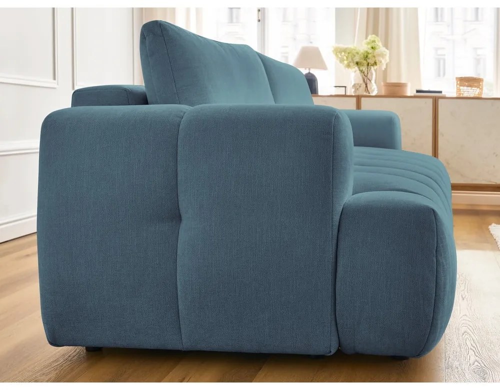 Kék kinyitható-tárolóhelyes kanapé 251 cm Fuji – Bobochic Paris