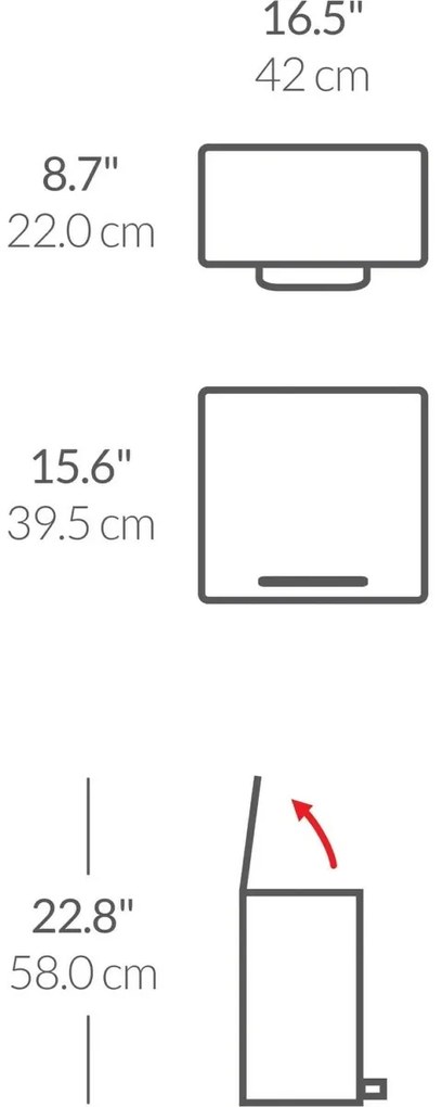 Simplehuman Mini pedálos szemetes szelektív hulladékgyűjtő 15 l, rozsdamentes acél