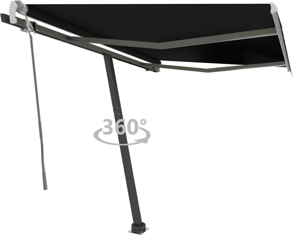 vidaXL antracitszürke kézzel kihúzható póznás napellenző 350 x 250 cm