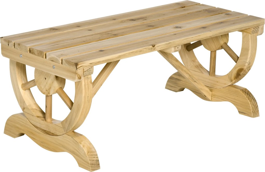 Outsunny Kerti Pad Fa Időjárásálló Pad Rusztikus Kültéri Bútor Természetes 98 x 50 x 39,5 cm | Aosom