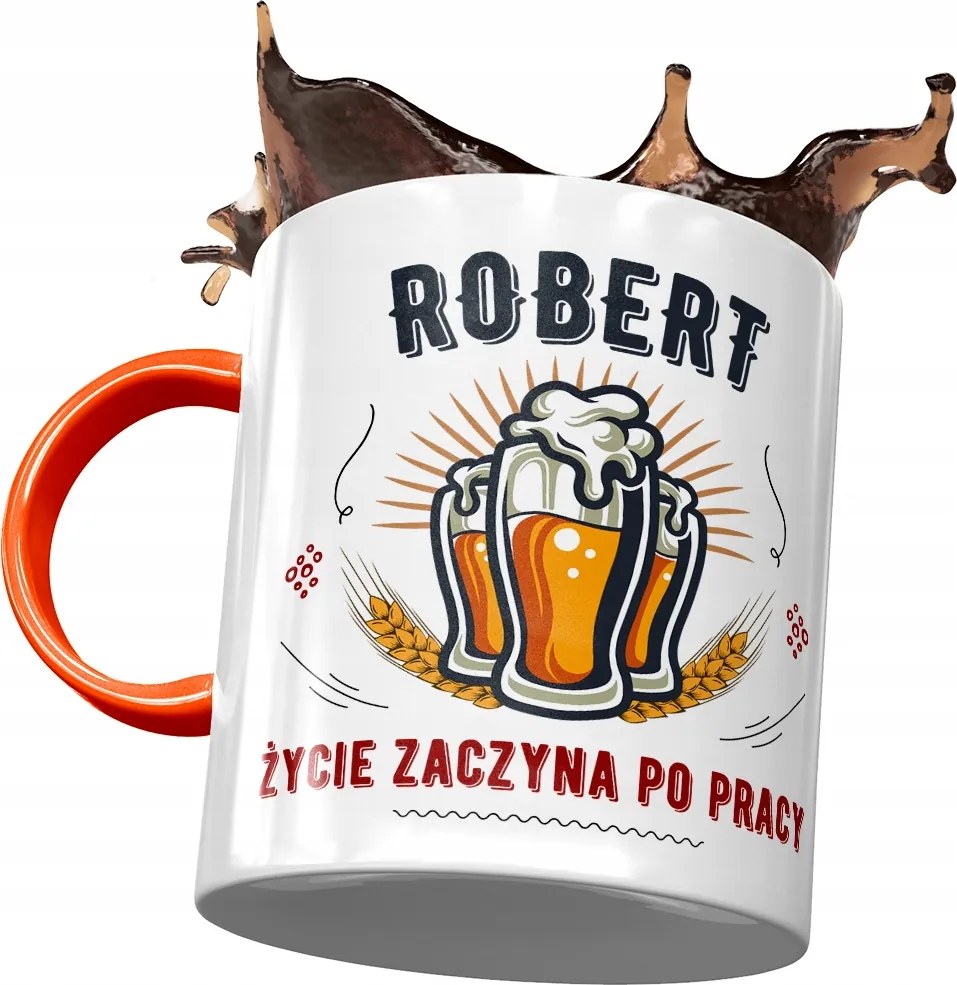 Narancssárga bögre Robert Kollégának Ajándék Nyomtatott Fotóval