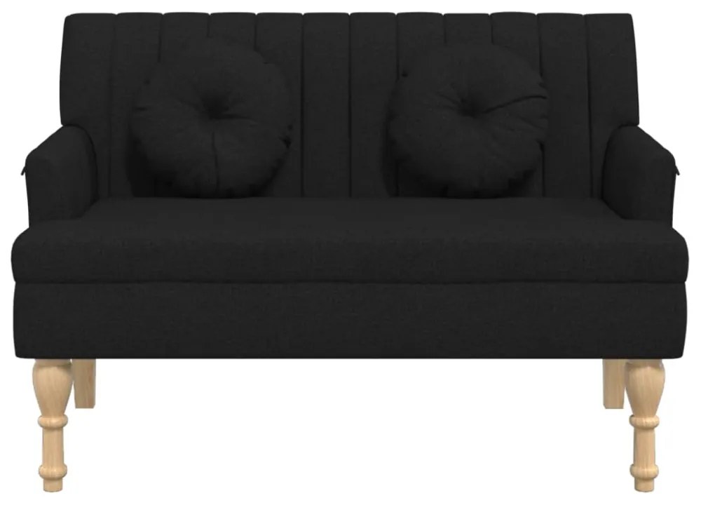 fekete szövetpad párnákkal 113x64,5x75,5 cm