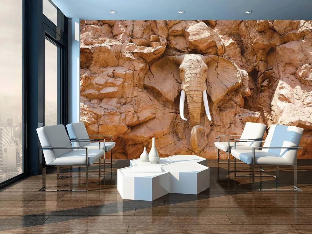Fotótapéta - Elefánt sziklákba faragva (152,5x104 cm)