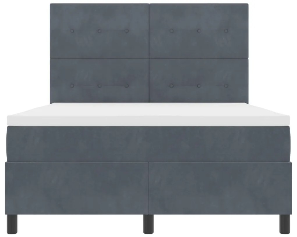 Boxspring Ágy Matraccal Sötétszürke 140x200 cm Bársony