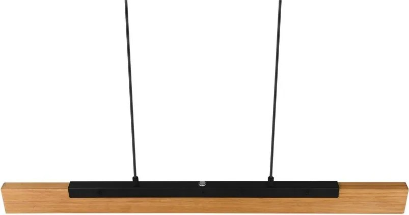 Matt fekete LED függőlámpa fa búrával Kerala – Trio