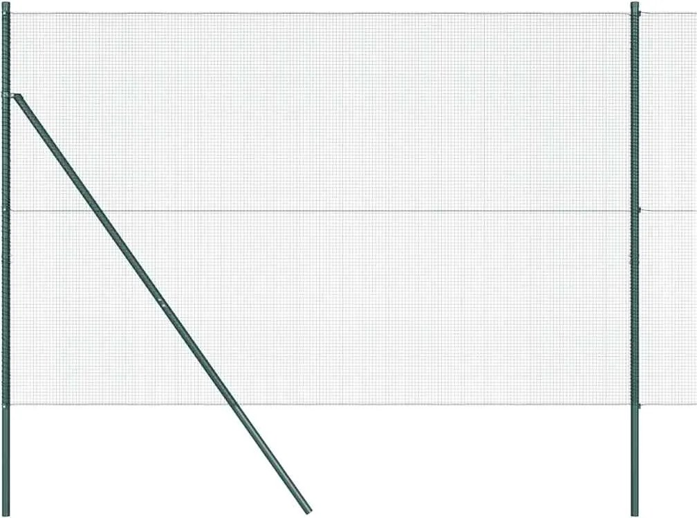 vidaXL Kerítésoszlop Zöld 10 x 1,6 m (12 x 12 mm háló) Acél és PVC