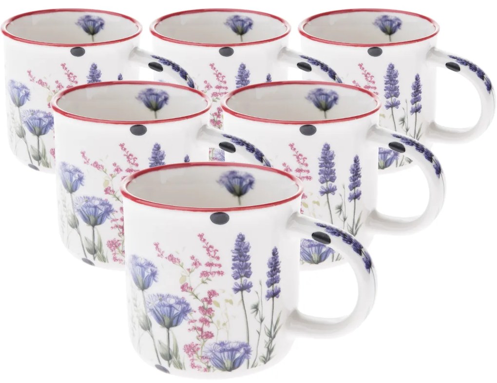 6 darab porcelán bögre nyári rét 230 ml, lila