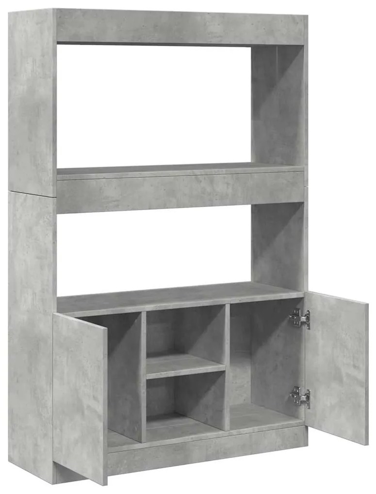 betonszürke szerelt fa magasszekrény 92 x 33 x 140 cm