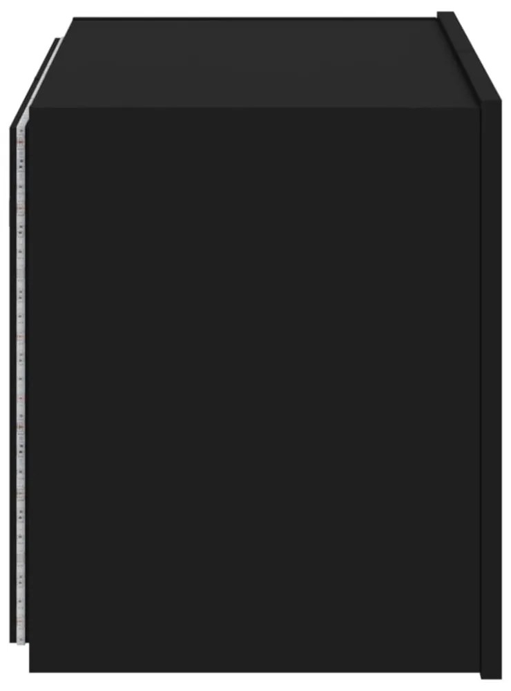 fekete fali TV-szekrény LED-világítással 60x35x41 cm