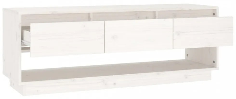 fehér tömör fenyőfa TV-szekrény 110,5x34x40 cm