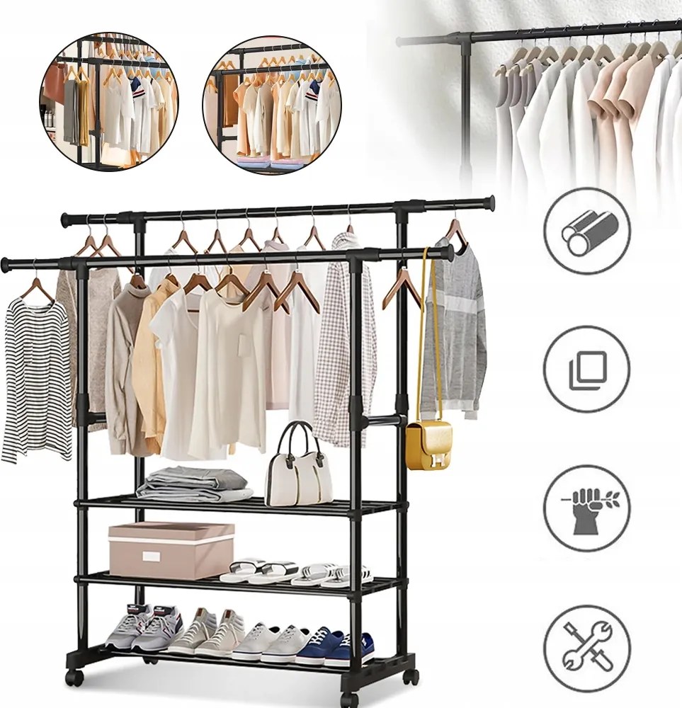 Ruhatartó Állvány Kerekekkel, Kabátakasztó, Ruhatároló