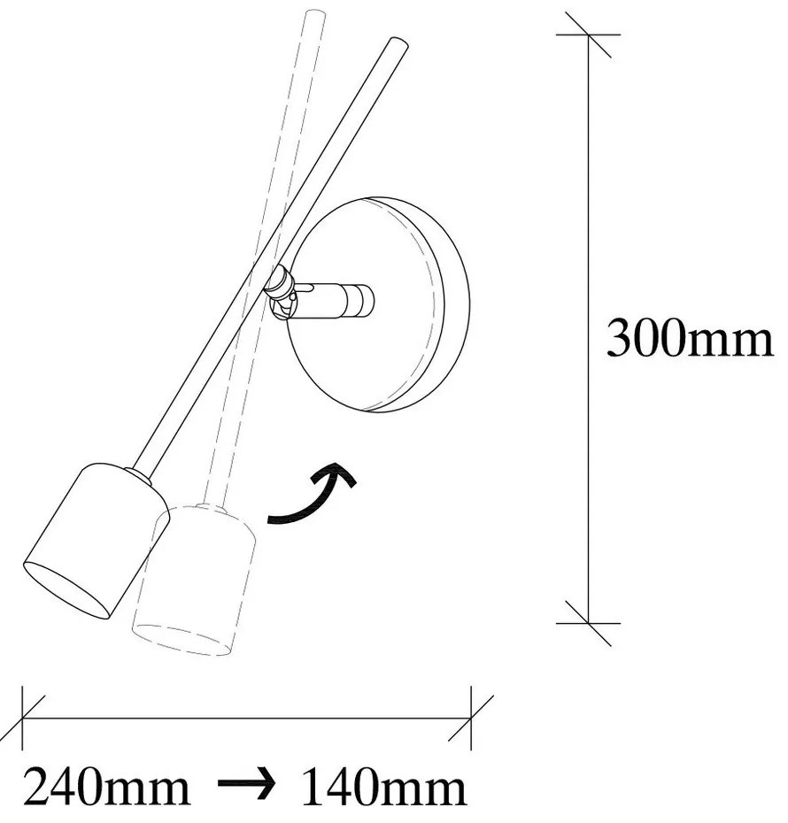 Ezüstszínű konnektorhoz csatlakoztatható fali lámpa Mizrak – Opviq lights