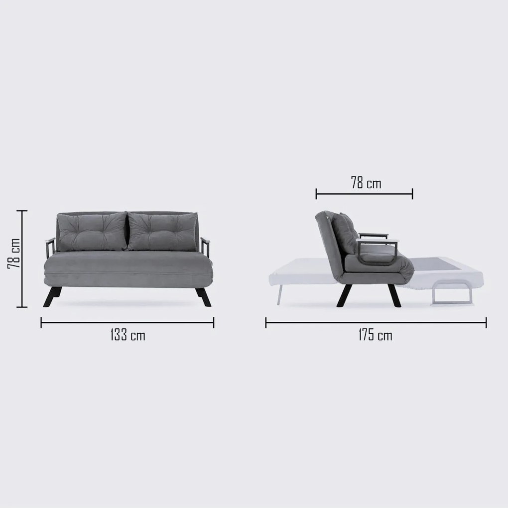 2 személyes kanapéágy Homoko 2-Seater - Krém