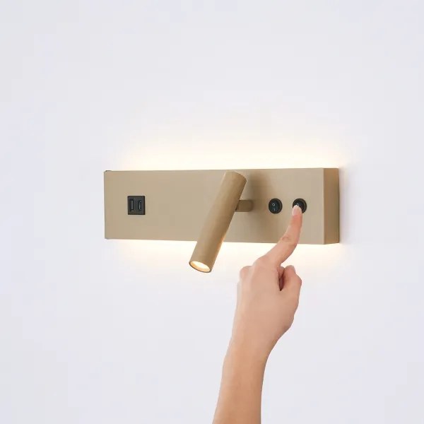 Brilagi-LED Falra szerelhető spotlámpa USB-porttal NOCTIS LED/3W/230V+LED/9W bézs