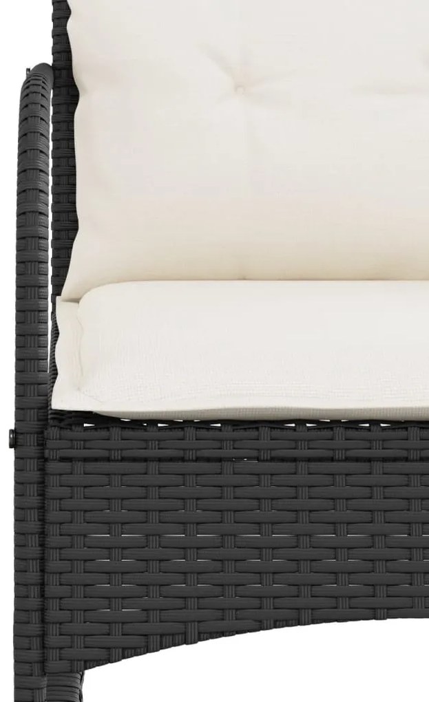 fekete polyrattan kerti hintaszék párnákkal