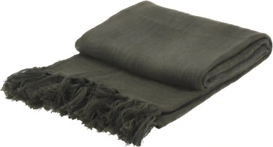 Ágytakaró Pamut Kanapéra Rojtokkal Zöld 130 x 170 cm