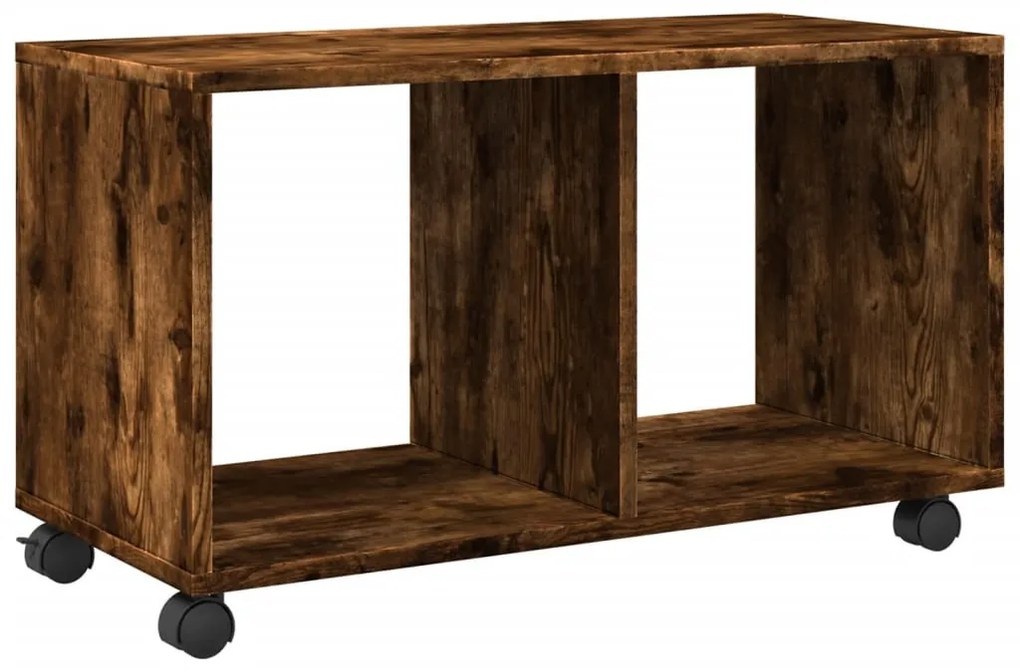 füstös tölgy színű szerelt fa görgős szekrény 72 x 33 x 42,5 cm