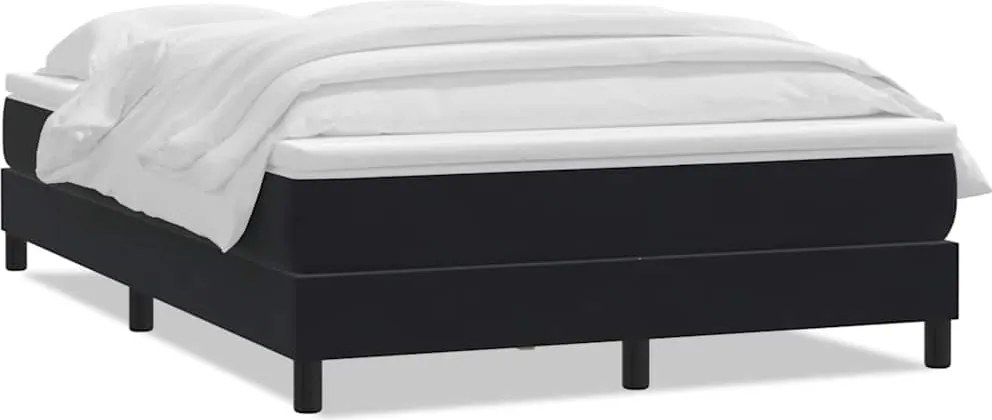 vidaXL fekete bársony rugós ágy matraccal 160x220 cm