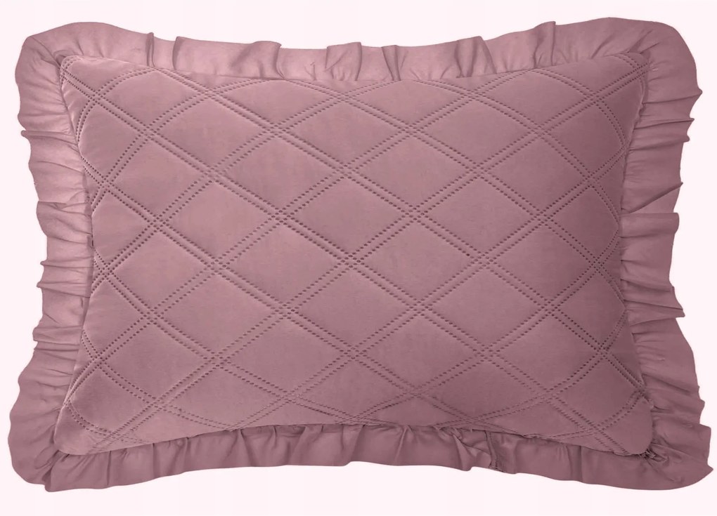 Dekoratív párnahuzat Ruffy 50x70 sötét púderszínű, fodros