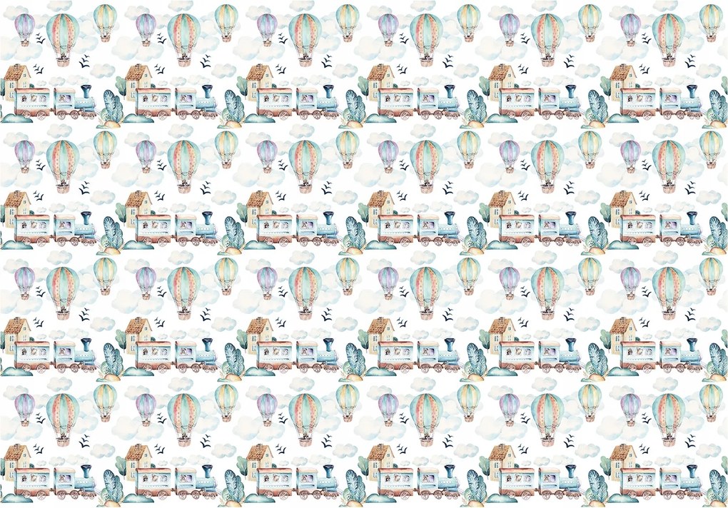 Fotótapéta Gyerek kaland léggömb házikók vinil 208x146 +ragasztó