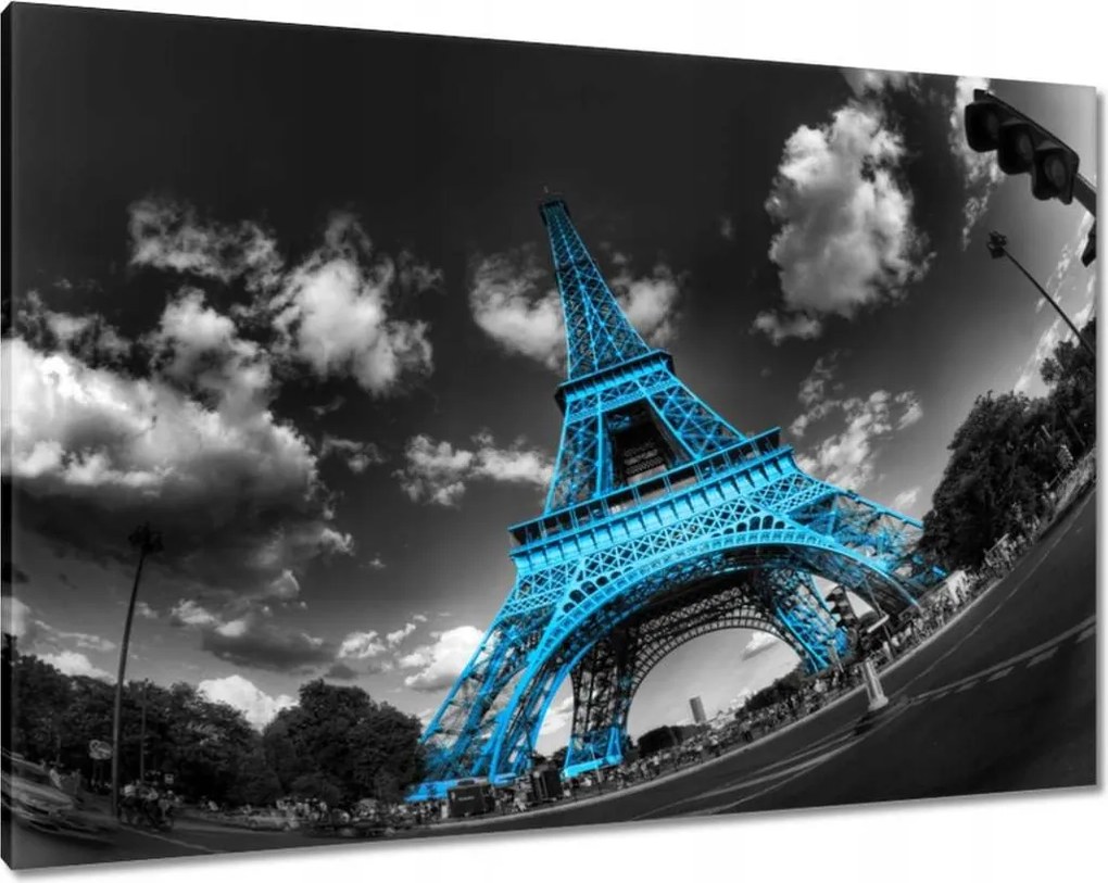 Vászonkép 100x70 Türkiz Eiffel-torony