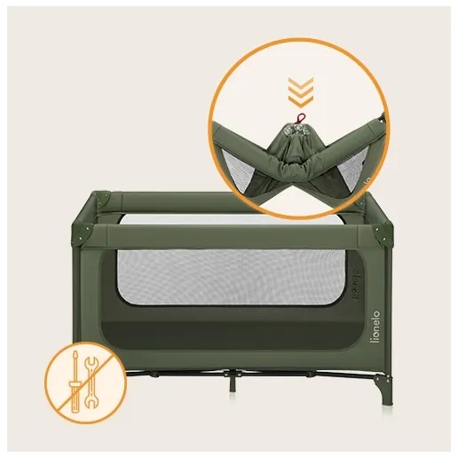 Lionelo - JASMIN EASY FOLD utazóágy, olíva zöld