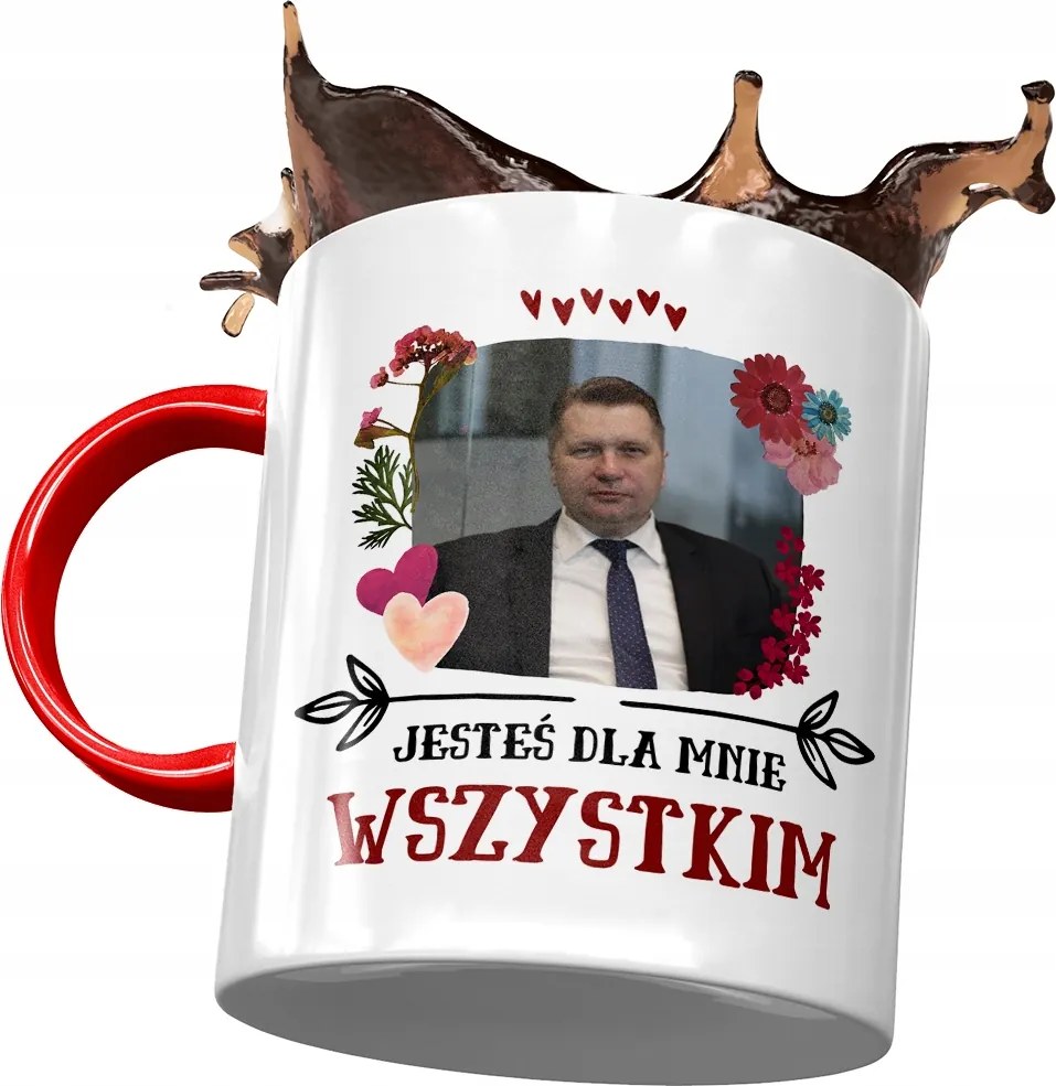 Bögre Piros-Fekete Pis Ajándék Nyomtatott Fotóval