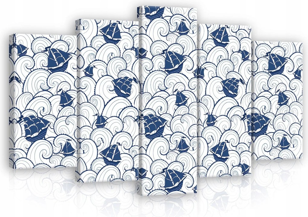 Vászonkép 100x60 moduláris triptichon tenger hullámok absztrakt tengerész stílus