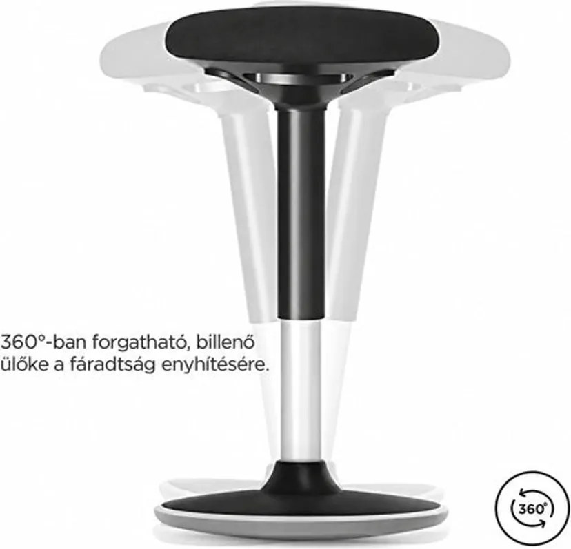 Irodai szék, ergonomikus szék, 56-81 cm magasságban állítható, fekete
