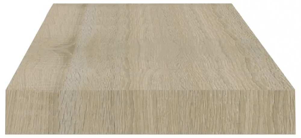 4 db tölgyszínű MDF lebegő fali polc 50 x 23 x 3,8 cm