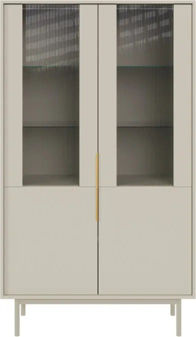 Vitrin szekrény 4 ajtós kasmír színben arany fogantyúkkal – VIVA VI05