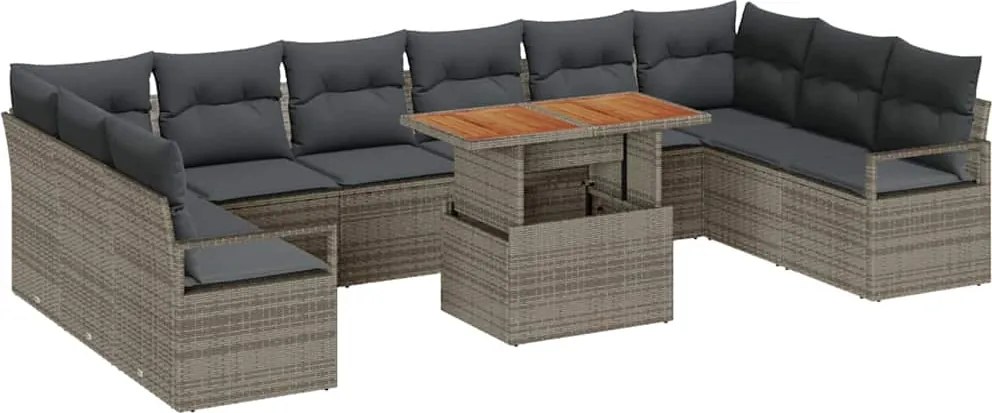 vidaXL Kerti Kanapé Szett párnával párnával 11 pcs Szürke és Barna