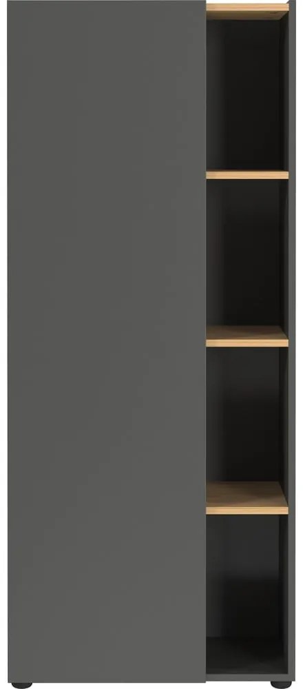 Antracitszürke könyvespolc tölgyfa dekorral 61x145x34 cm Adrano – Germania