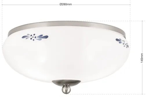 Orion DL 7-673- Mennyezeti lámpa LANDHAUS 2xE27/60W/230V átm. 28 cm mm króm/fehér