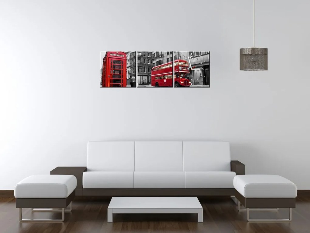 Gario Órás falikép Telefonfülke Londonban UK - 3 részes Méret: 80 x 40 cm
