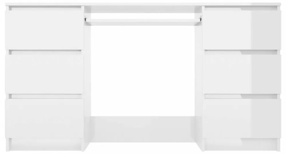 Magasfényű fehér forgácslap íróasztal 140 x 50 x 77 cm