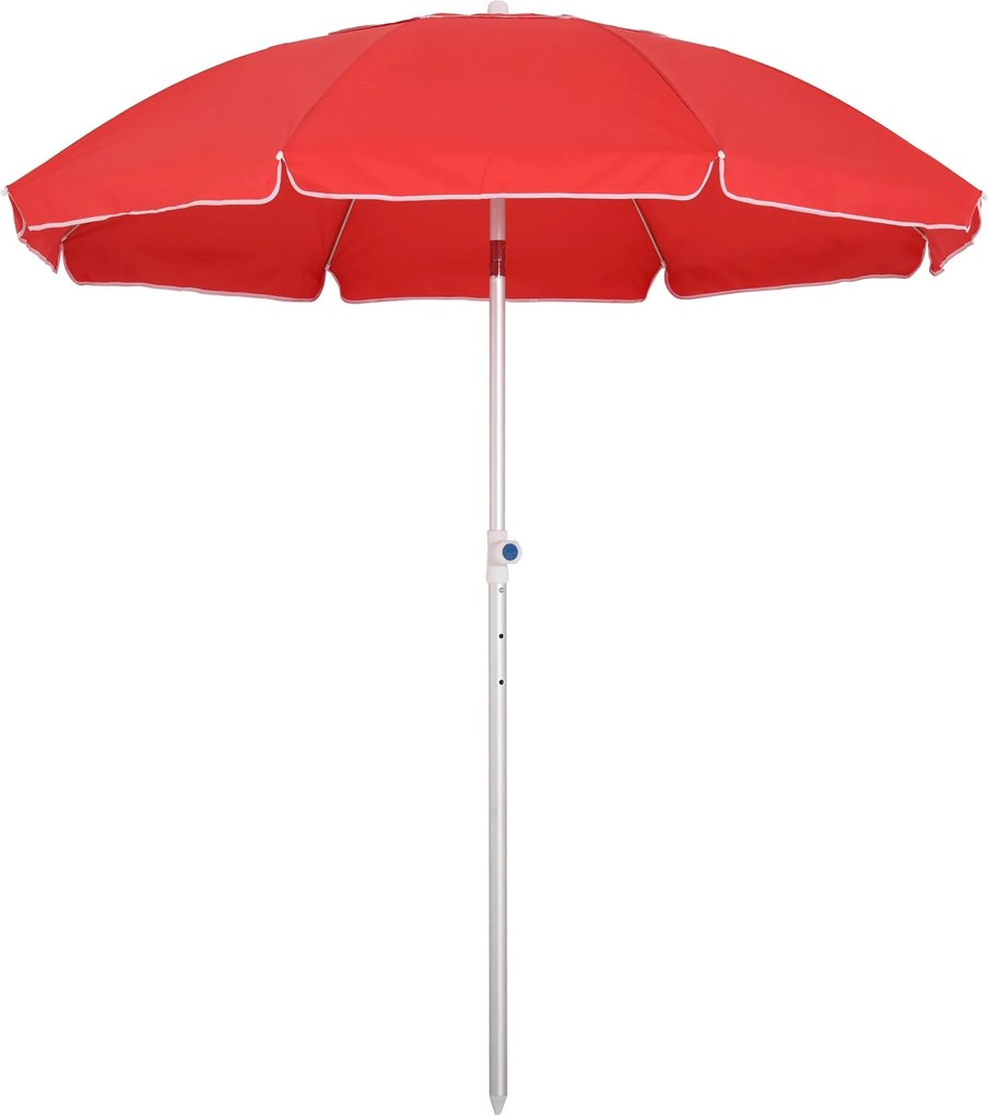 Outsunny Strand Napernyő Dőlt Oktogonos Ø 180 cm, magas sűrűségű UV-védelemmel ellátott poliészter anyag, állítható magasságú alumínium rúd, hordtáská