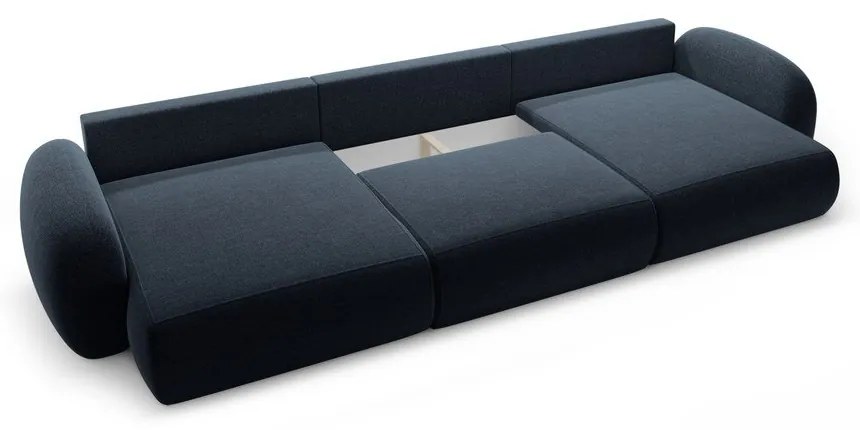 Sötétkék zsenília kinyitható-tárolóhelyes (U alakú) sarokkanapé Tonale – Cosmopolitan Design