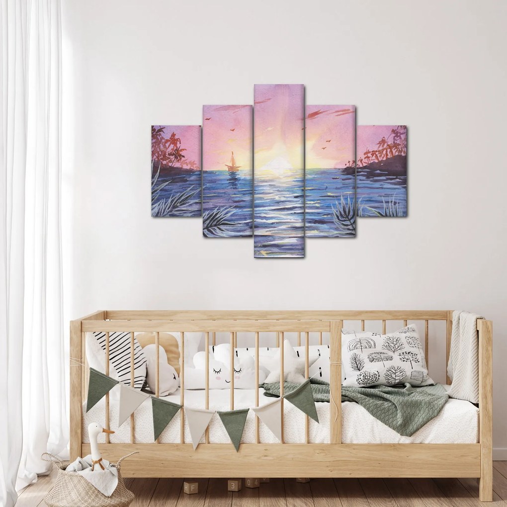 Kép - naplemente a víz felett, akvarell (150x105 cm)