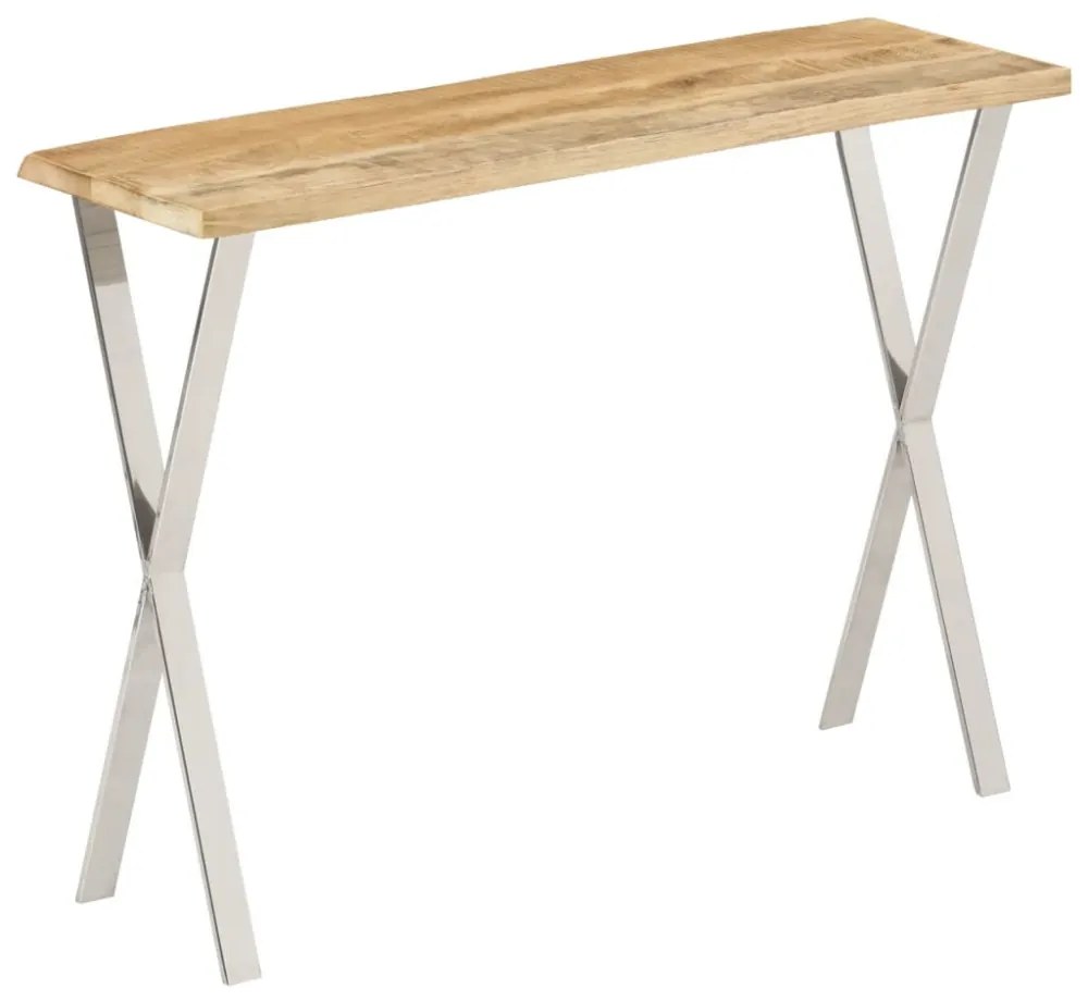 tömör mangófa konzolasztal természetes éllel 105 x 33 x 76 cm