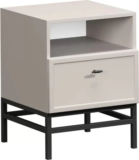 Lorini éjjeliszekrény fiókkal 45 cm - kasmír / fekete T-bar fogantyú / fém láb