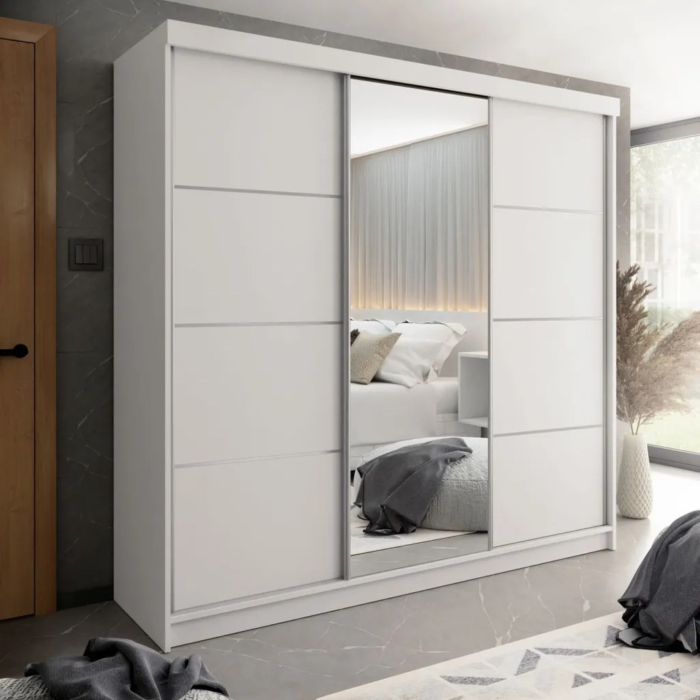 TOP B-23 Tolóajtós Szekrény 250cm, Fehér