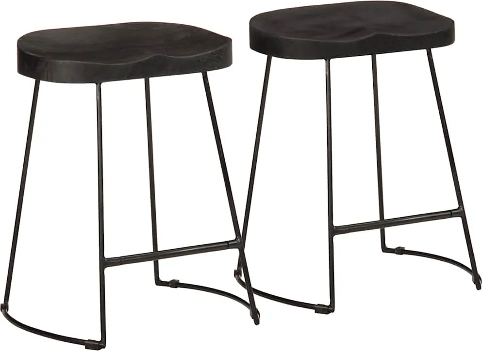 vidaXL bárszékek 2 db Fekete 46x38x52 cm tömör fa Mango