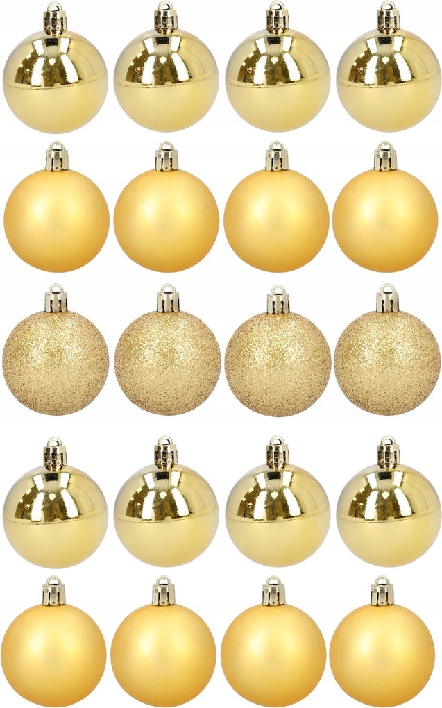 Arany karácsonyfa gömbök 4 cm műanyag törhetetlen 20 db-os dísz szett