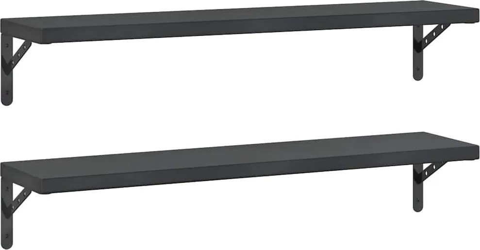 vidaXL 2 db fekete rozsdamentes acél fali polc 100 x 23,5 cm