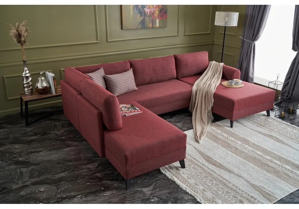 Téglavörös sarokkanapé (U alakú) Belen – Balcab Home